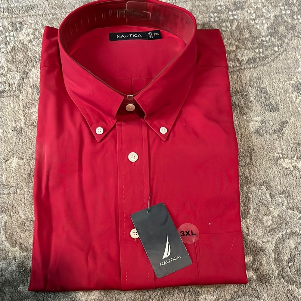 Nautica Men's Red Button-Down Shirt